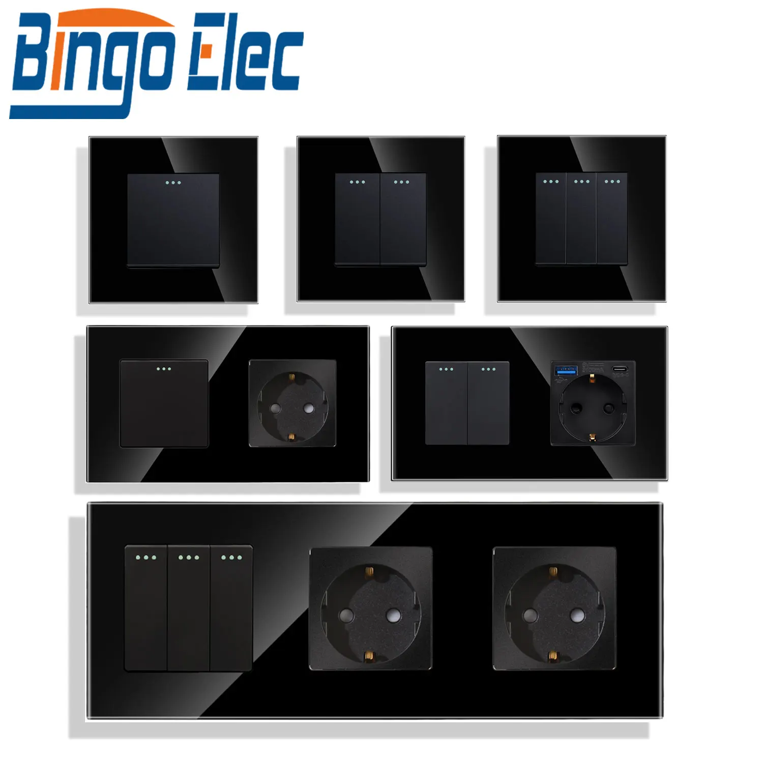BINGOELEC 1/2/3Gang 1Way Button Light Switch With Wall EU Socket Power Outlets Glass Panel Mechanical Wall Light Switch On Off
BINGOELEC 1/2/3Gang 1Way Button Light Switch With Wall EU Socket Power Outlets Glass Panel Mechanical Wall Light Switch On Off