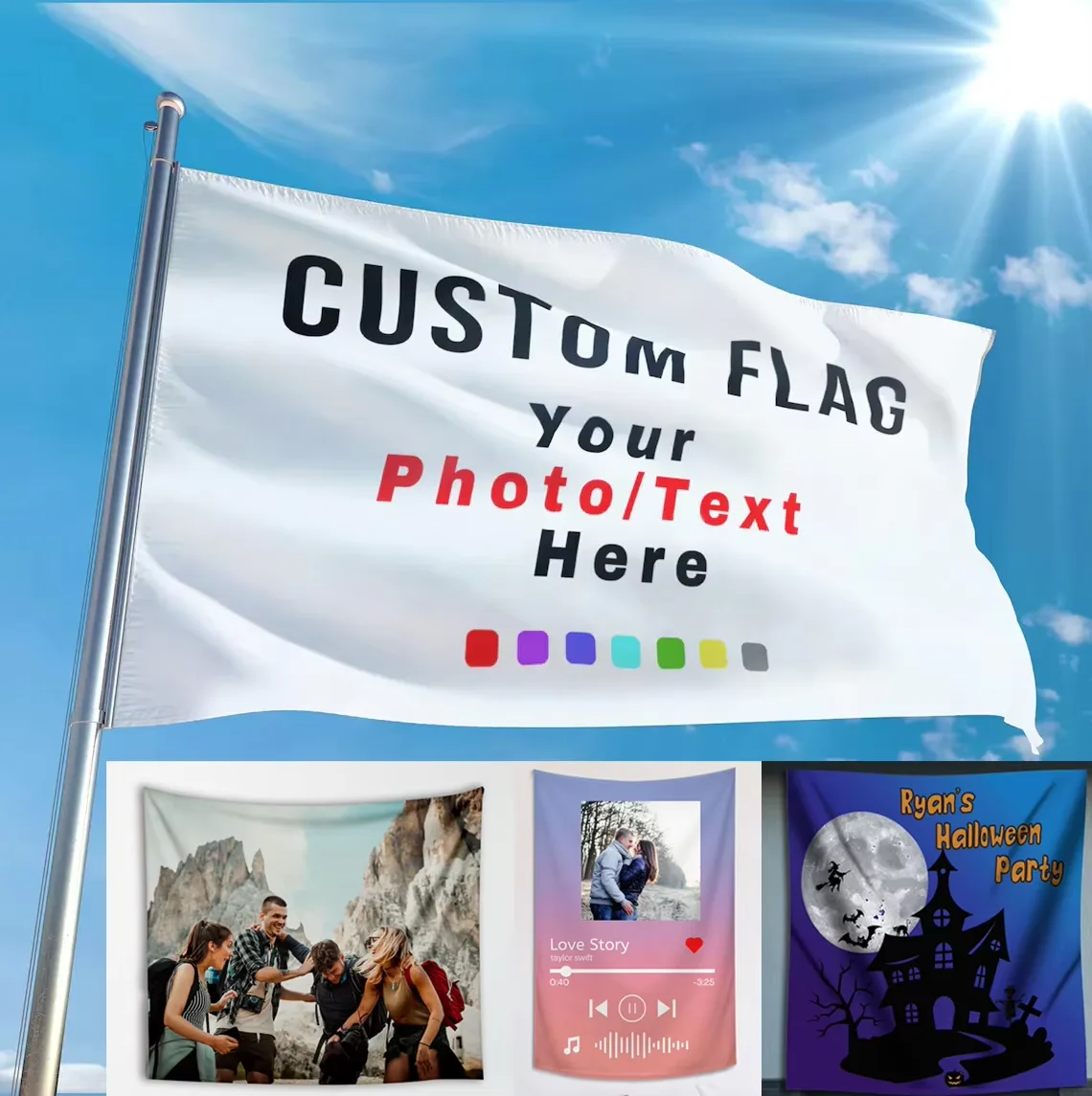 Free Design Graphic Custom Printed Flag Polyester Shaft Cover Brass Grommets Outdoor Advertising Banner Decoration Party Sport
Free Design Graphic Custom Printed Flag Polyester Shaft Cover Brass Grommets Outdoor Advertising Banner Decoration Party Sport