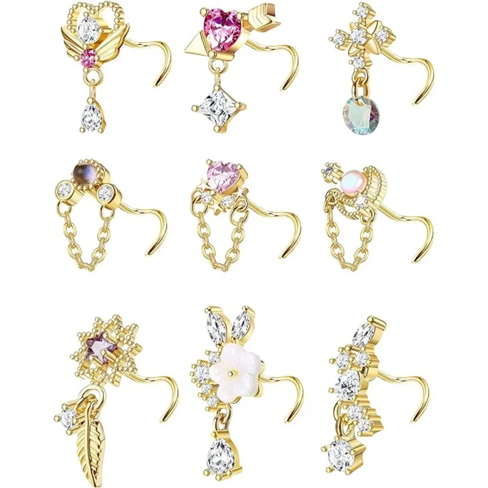 Diamday 1Pcs Stainless Steel 20G Dangle Nose Rings Studs for Women L Shaped Nose Studs Heart CZ Dangling Nose Piercing Jewelry
Diamday 1Pcs Stainless Steel 20G Dangle Nose Rings Studs for Women L Shaped Nose Studs Heart CZ Dangling Nose Piercing Jewelry