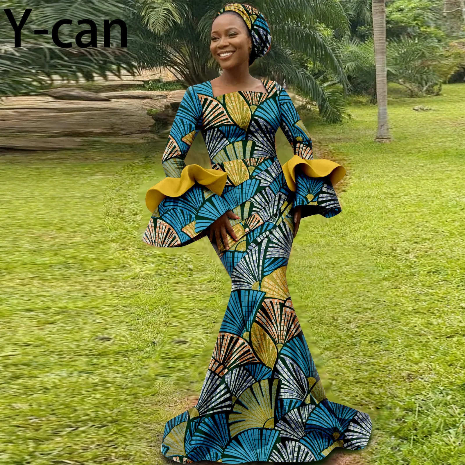Fashion African Print Mermaid Dress Women's Ruffled Sleeve Dashiki Ankara Wedding Party Gown African Ethnic Style 2525195
Fashion African Print Mermaid Dress Women's Ruffled Sleeve Dashiki Ankara Wedding Party Gown African Ethnic Style 2525195