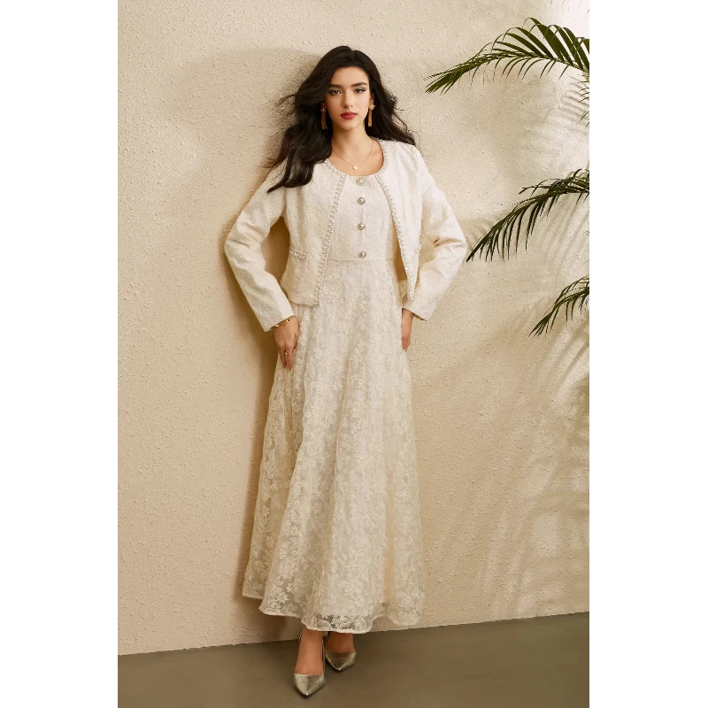 Elegant Lace Matching Set Women Beaded Cardigan Short Jacket Square Neck Sleeveless Maxi Dress Formal Party Two Piece Dress Suit
Elegant Lace Matching Set Women Beaded Cardigan Short Jacket Square Neck Sleeveless Maxi Dress Formal Party Two Piece Dress Suit