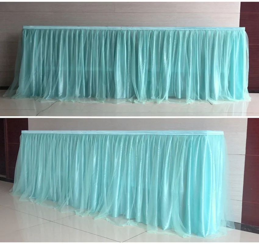 6FT Dboule Layer Voile Table Skirt Wedding Decoration Birthday Party Holiday Festival Celebration Organza Fabric Hotel Events
6FT Dboule Layer Voile Table Skirt Wedding Decoration Birthday Party Holiday Festival Celebration Organza Fabric Hotel Events