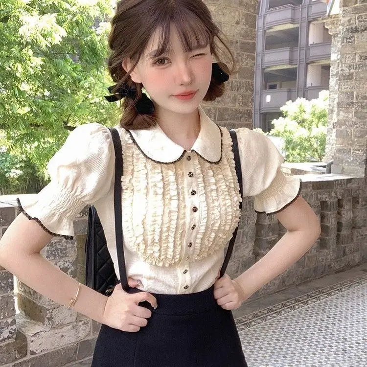 Peter Pan Collar Puff Sleeve Shirt Women Shirt Top Women A-line Waisted Slim Lace Patchwork Skirt Summer Sweet Chic Streetwear
Peter Pan Collar Puff Sleeve Shirt Women Shirt Top Women A-line Waisted Slim Lace Patchwork Skirt Summer Sweet Chic Streetwear