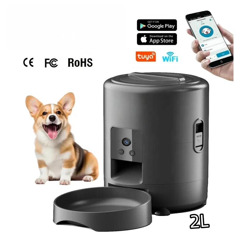 Automatic 2L Cat Feeder Timed Dog Food Dispenser Black Wifi Pet Feeders Dry Food Battery Operated Auto Cats Feeder with Camera
Automatic 2L Cat Feeder Timed Dog Food Dispenser Black Wifi Pet Feeders Dry Food Battery Operated Auto Cats Feeder with Camera