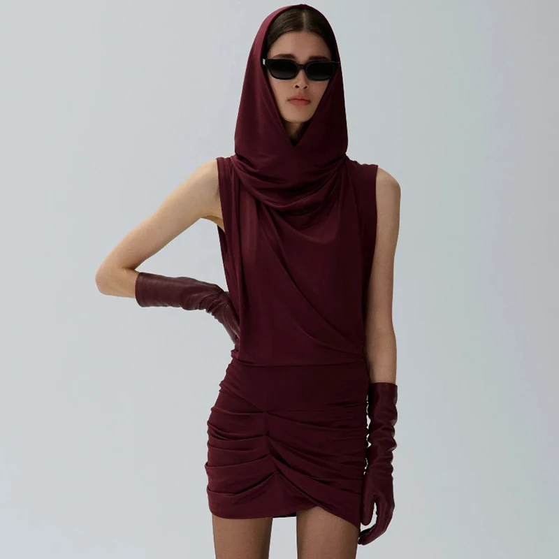 Women's dress New elastic knitted sleeveless mini dress for summer 2025 Asymmetric slim fit hooded short dresses party dresses
Women's dress New elastic knitted sleeveless mini dress for summer 2025 Asymmetric slim fit hooded short dresses party dresses