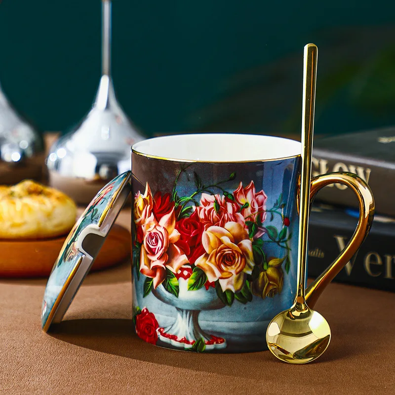 Floral Ceramic Coffee Mug Flower Tea Cup with Lid and Spoon 350ml Teacup with Gold Edge Birthday Christmas Valentines Day
Floral Ceramic Coffee Mug Flower Tea Cup with Lid and Spoon 350ml Teacup with Gold Edge Birthday Christmas Valentines Day