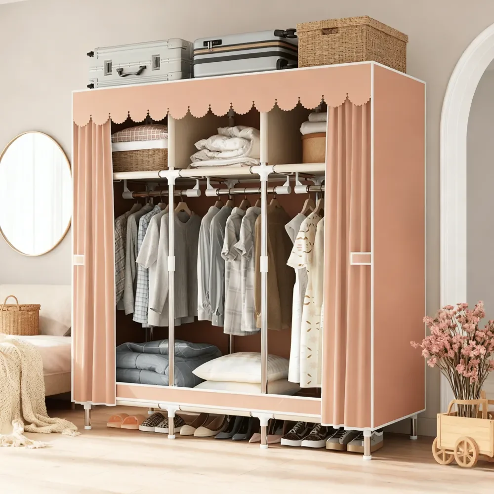 Portable Clothes Closet Wardrobe Storage Organizer With NonWoven Fabric Quick And Easy To Assemble Extra Strong And Durable
Portable Clothes Closet Wardrobe Storage Organizer With NonWoven Fabric Quick And Easy To Assemble Extra Strong And Durable