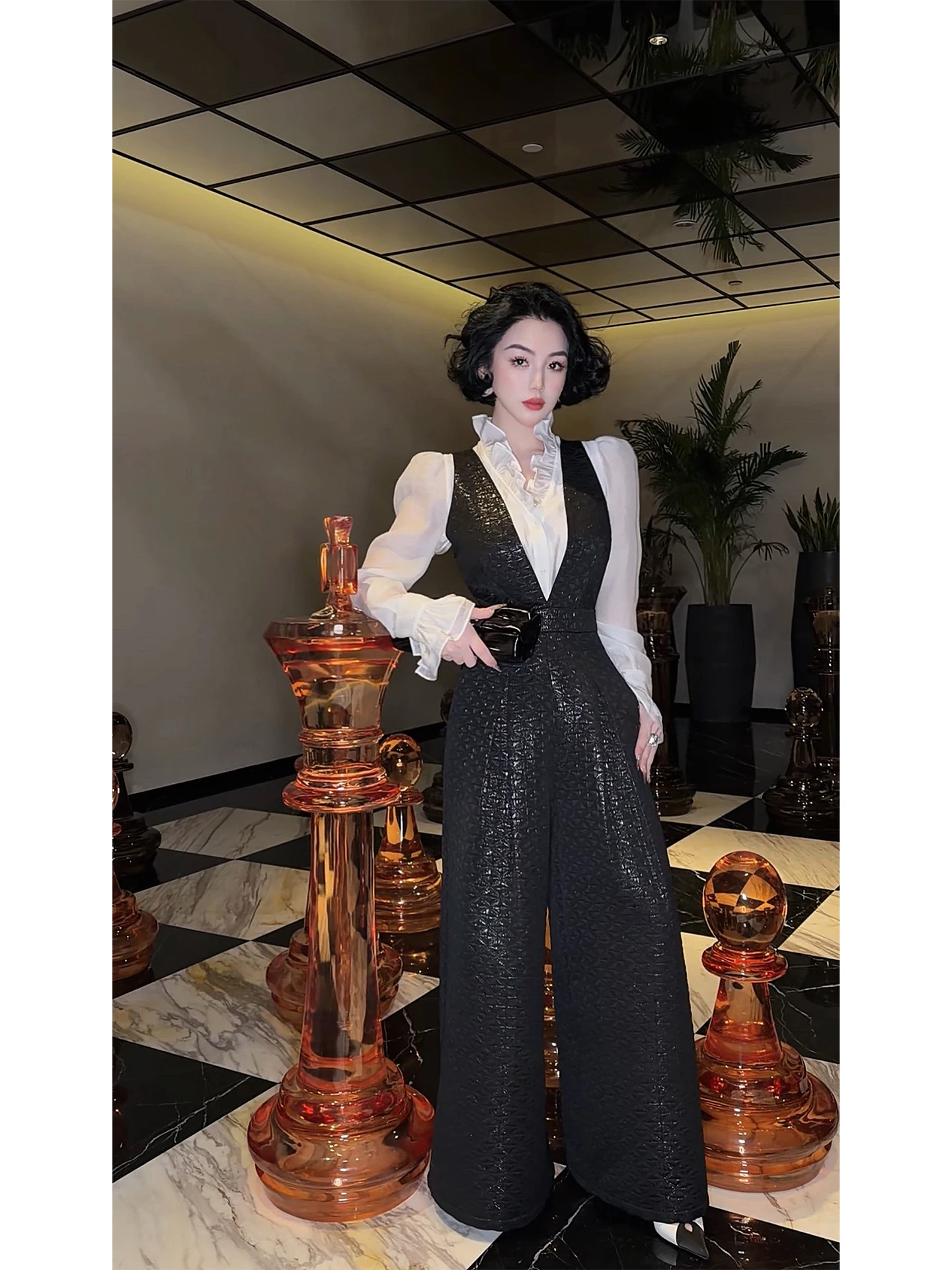 LYXJ Sydney Night Gingham Print High Waist Slimming Spring 2026 Women's One-Piece Jumpsuit Commute Style Wide Leg Pants
LYXJ Sydney Night Gingham Print High Waist Slimming Spring 2026 Women's One-Piece Jumpsuit Commute Style Wide Leg Pants