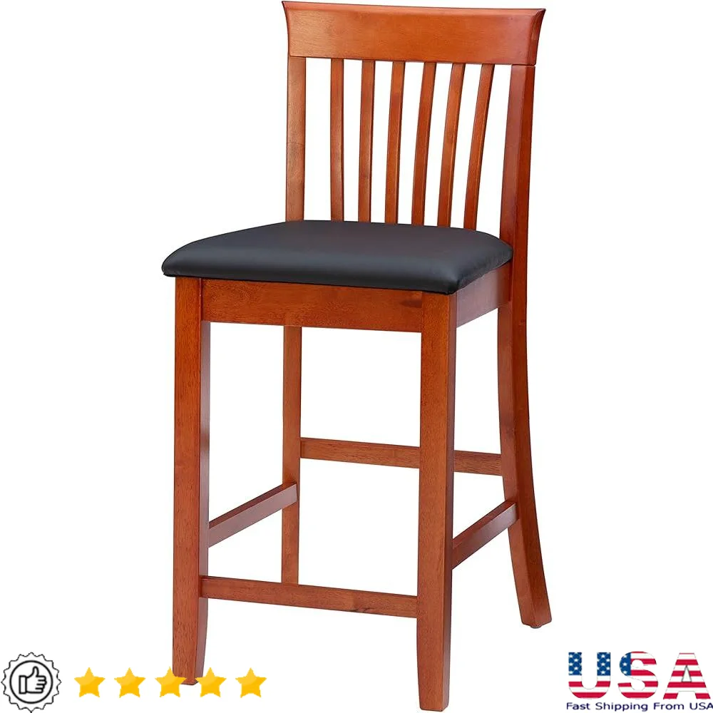 Red Cherry Wood Counter Height Chair with Black Vinyl Padded Seat Solid Construction Classic Design Kitchen Dining Room
Red Cherry Wood Counter Height Chair with Black Vinyl Padded Seat Solid Construction Classic Design Kitchen Dining Room