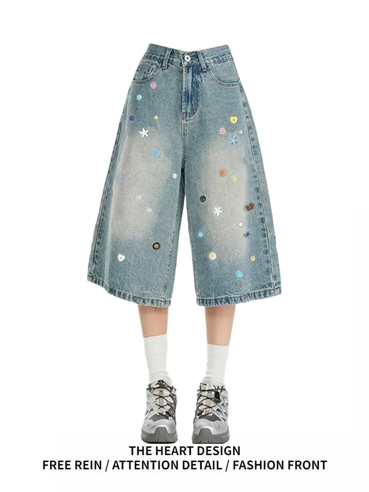 Dopne Button Seven-Foot Loose Wide-Leg Jeans Women's Summer Casual High Waist Denim Pants Straight Cut Trousers
Dopne Button Seven-Foot Loose Wide-Leg Jeans Women's Summer Casual High Waist Denim Pants Straight Cut Trousers