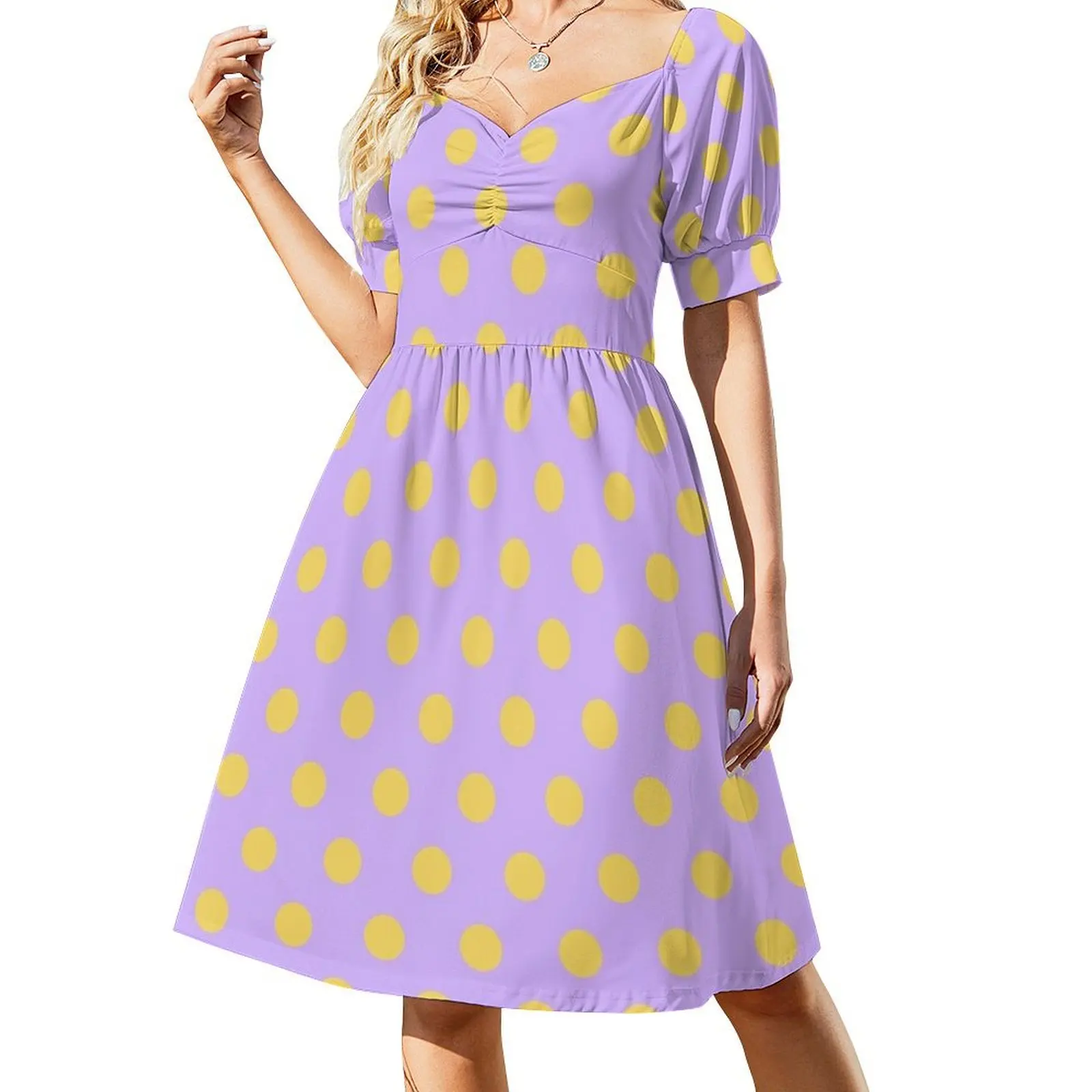 Yellow and Lilac Polka Dots Short Sleeved Dress women dresses Women's summer dresses Dresses Dress
Yellow and Lilac Polka Dots Short Sleeved Dress women dresses Women's summer dresses Dresses Dress