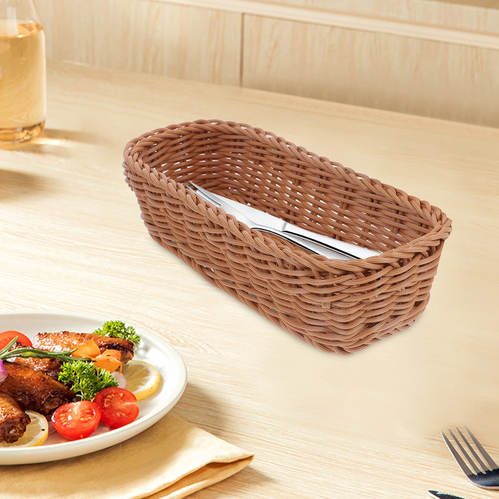 2 Pcs Cutlery Organizer Storage Basket 26x12x6cm Brown Rectangle Kitchen Utensil Accessory Condiment Jar Holder Woven Fruit
2 Pcs Cutlery Organizer Storage Basket 26x12x6cm Brown Rectangle Kitchen Utensil Accessory Condiment Jar Holder Woven Fruit