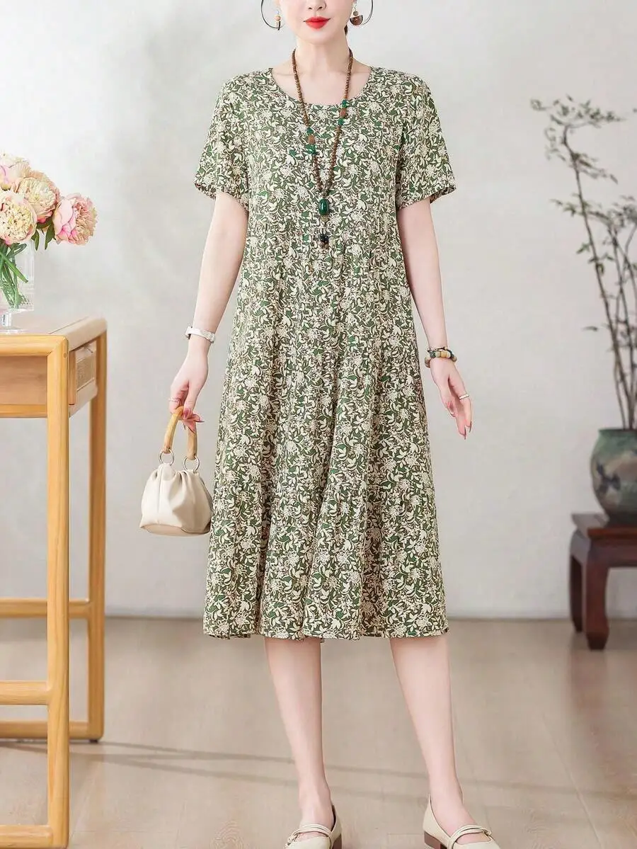 Casual Loose Floral Print Midi Dress For Women Summer Elegant
Casual Loose Floral Print Midi Dress For Women Summer Elegant