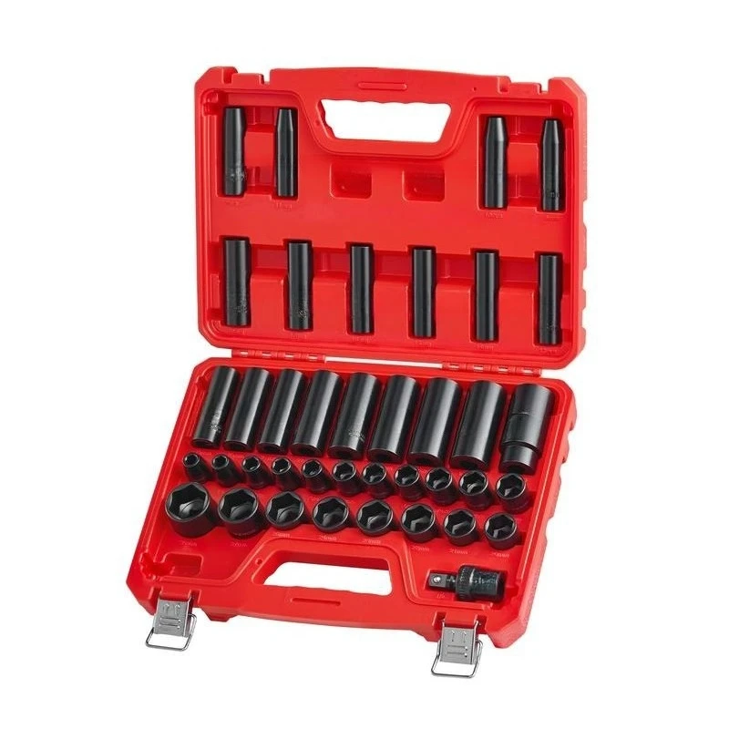 1/2 in Drive Impact Socket Set, 39 Piece, 6 Point Deep & Shallow Impact Sockets, Metric 9 to 30 mm, Cr-V Steel High Durability, with Universal Joint, Dual Size Markings, Heavy Duty Carrying Case
1/2 in Drive Impact Socket Set, 39 Piece, 6 Point Deep & Shallow Impact Sockets, Metric 9 to 30 mm, Cr-V Steel High Durability, with Universal Joint, Dual Size Markings, Heavy Duty Carrying Case