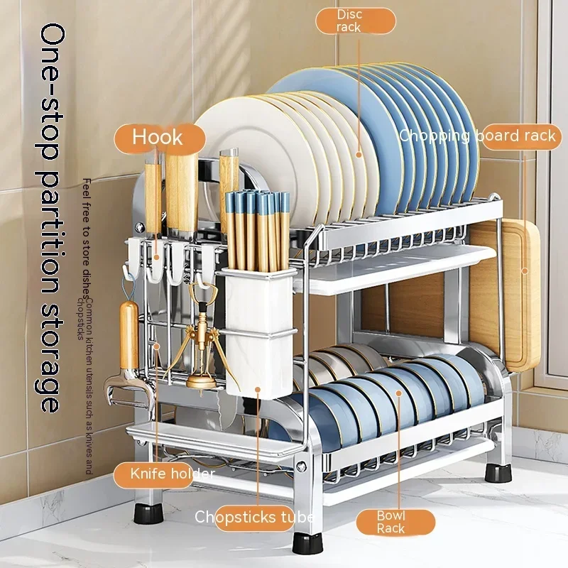 2/3-Tier Dish Drying Rack Kitchen Storage Shelf with Drain Board Countertop Dinnerware Organizer Kitchen Organizer Drainer
2/3-Tier Dish Drying Rack Kitchen Storage Shelf with Drain Board Countertop Dinnerware Organizer Kitchen Organizer Drainer