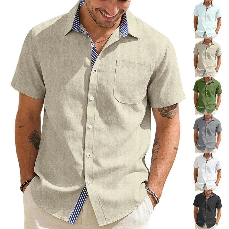 Men's Casual Cotton Linen Short Sleeve Shirt Summer New Style Turn-down Collar Button Pocket American Style T-shirt
Men's Casual Cotton Linen Short Sleeve Shirt Summer New Style Turn-down Collar Button Pocket American Style T-shirt