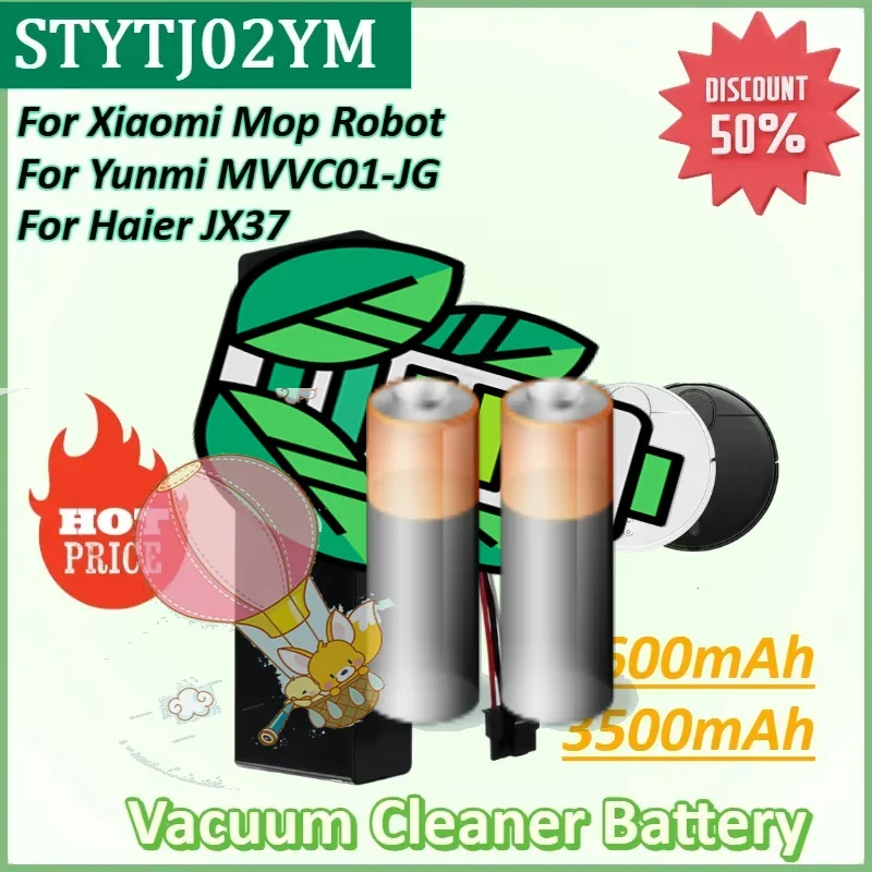 14.8V 2600mAh/3500mAh Rechargeable Battery for Xiaomi Mop Robot Vacuum Cleaner Li-ion Battery for Yunmi MVVC01-JG/HaierJX37
14.8V 2600mAh/3500mAh Rechargeable Battery for Xiaomi Mop Robot Vacuum Cleaner Li-ion Battery for Yunmi MVVC01-JG/HaierJX37