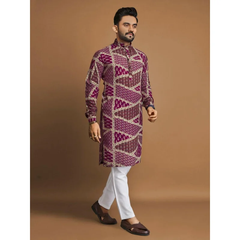 Мужской цифровой печатный Kurta Vardha, обычный воротник-стойка, длинный, подходит для всех случаев, таких свадьба, Hari Raya Aidilfitri
Мужской цифровой печатный Kurta Vardha, обычный воротник-стойка, длинный, подходит для всех случаев, таких свадьба, Hari Raya Aidilfitri
