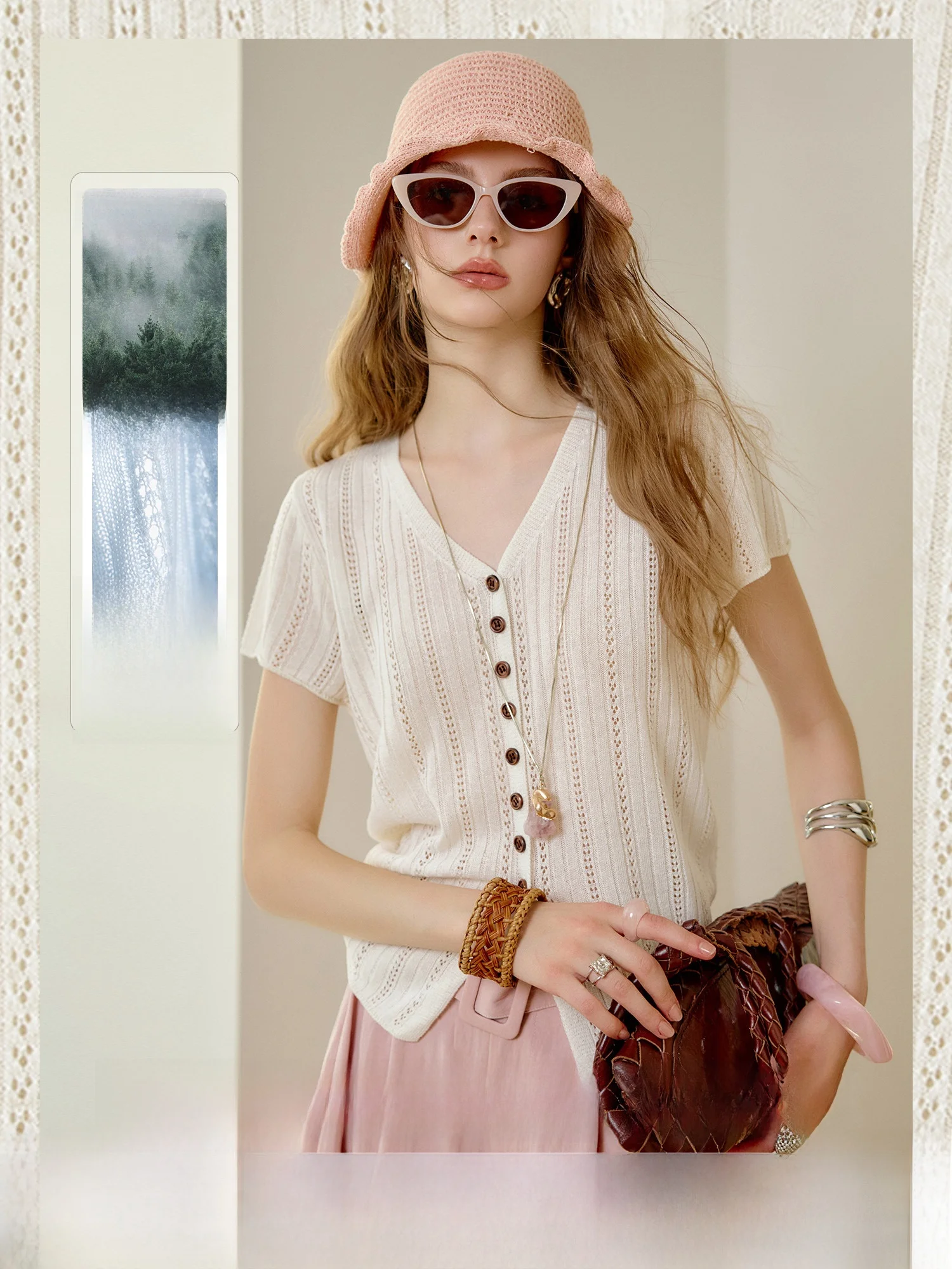 Bellatrix Hollow out Knitwear V-Neck Loose Women's Summer Short Sleeve Top French Style Linen Blend Open Cardigan
Bellatrix Hollow out Knitwear V-Neck Loose Women's Summer Short Sleeve Top French Style Linen Blend Open Cardigan