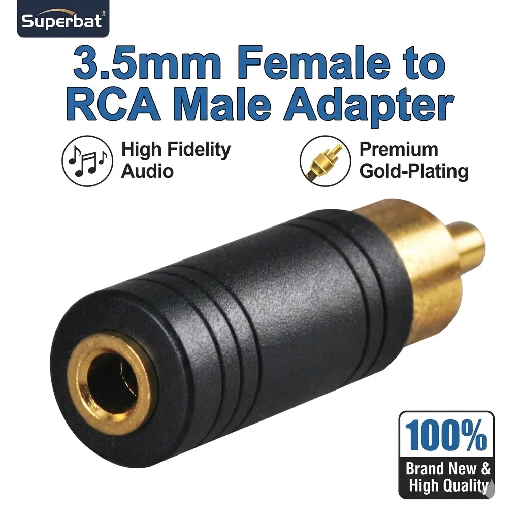 Superbat RCA Male to 3.5mm Stereo Female Audio Video Converter Adapter RF Connector for Home Theater And Ente0rtainment Systems
Superbat RCA Male to 3.5mm Stereo Female Audio Video Converter Adapter RF Connector for Home Theater And Ente0rtainment Systems