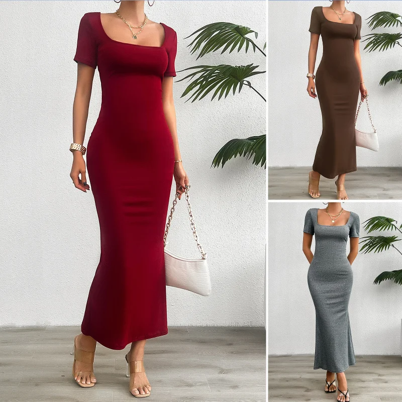Trendy new women's fashion2025spring summer hot sale solid color short sleeve dress
Trendy new women's fashion2025spring summer hot sale solid color short sleeve dress