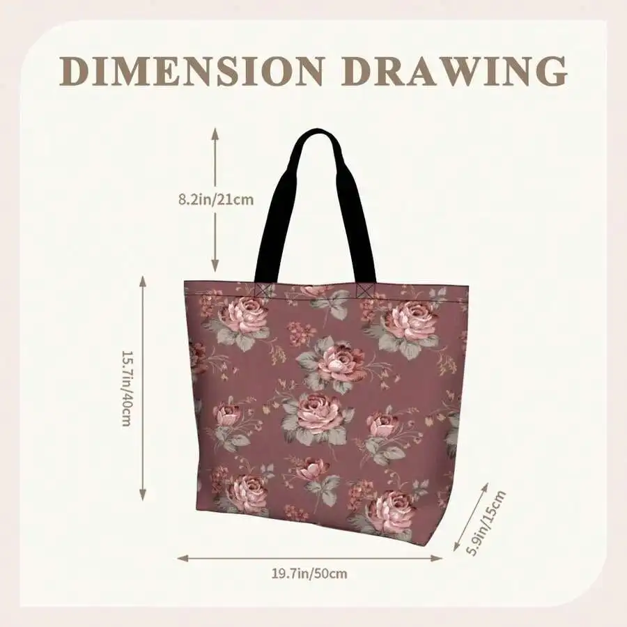 Vintage Rose Floral Print Casual Tote Bag For Women Elegant Chic Shoulder Handbag
Vintage Rose Floral Print Casual Tote Bag For Women Elegant Chic Shoulder Handbag