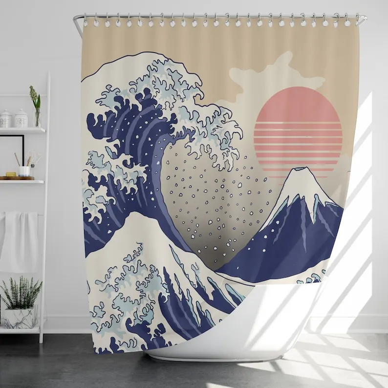 Japanese Wave Shower Curtain with 12 Hooks Waterproof, Japanese Style Bathroom Decor, Housewarming Gift
Japanese Wave Shower Curtain with 12 Hooks Waterproof, Japanese Style Bathroom Decor, Housewarming Gift