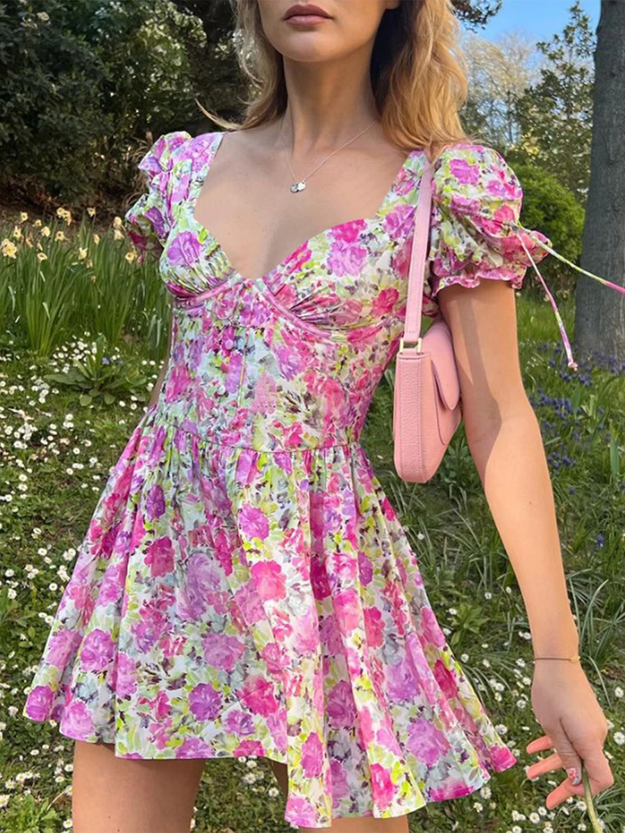 New Fashion Womens Casual Short Sleeve Dress Fashion Flower Printed V-Neck High Waist A-Line Dress Street Style Pink S M L
New Fashion Womens Casual Short Sleeve Dress Fashion Flower Printed V-Neck High Waist A-Line Dress Street Style Pink S M L