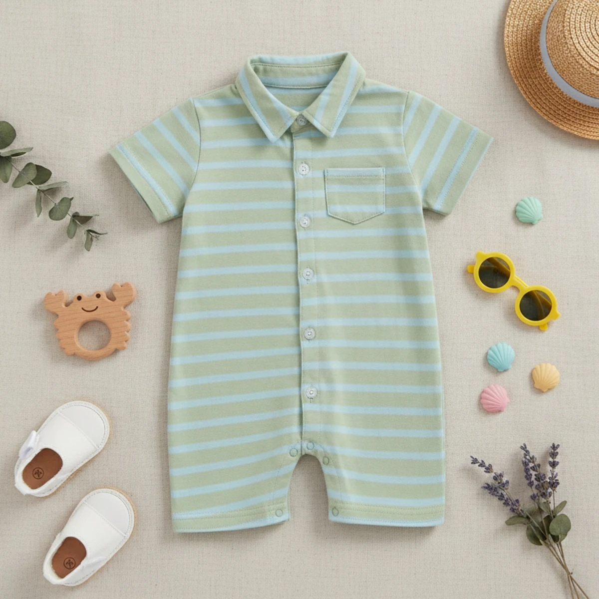Casual Newborn Boys Clothes Summer Short Sleeve Baby Boys Rompers Striped Jumpsuits
Casual Newborn Boys Clothes Summer Short Sleeve Baby Boys Rompers Striped Jumpsuits