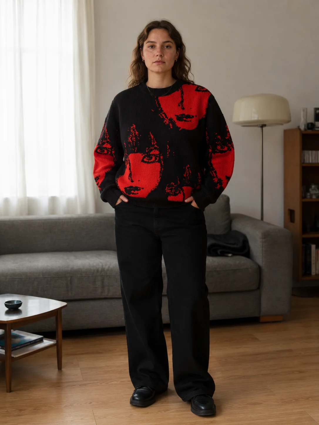 Black Red Anime Portrait Oversized Crew Neck Knit Sweater Men's Women's Streetwear Pullover Fashion Top
Black Red Anime Portrait Oversized Crew Neck Knit Sweater Men's Women's Streetwear Pullover Fashion Top