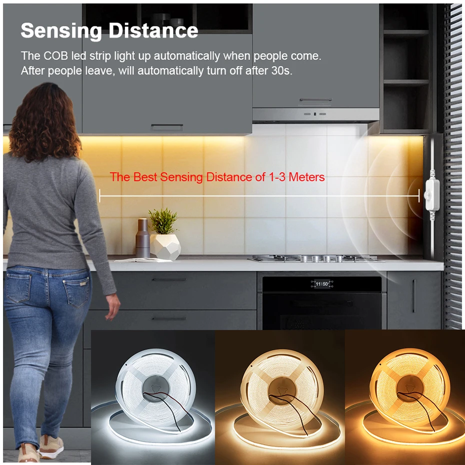 1-10m 24V Led Strip Light COB 320LEDs/m AU/EU/US/UK Led Cabinet Light Tape Adhesive Pir Motion Sensor Switch Indoor Lighting
1-10m 24V Led Strip Light COB 320LEDs/m AU/EU/US/UK Led Cabinet Light Tape Adhesive Pir Motion Sensor Switch Indoor Lighting