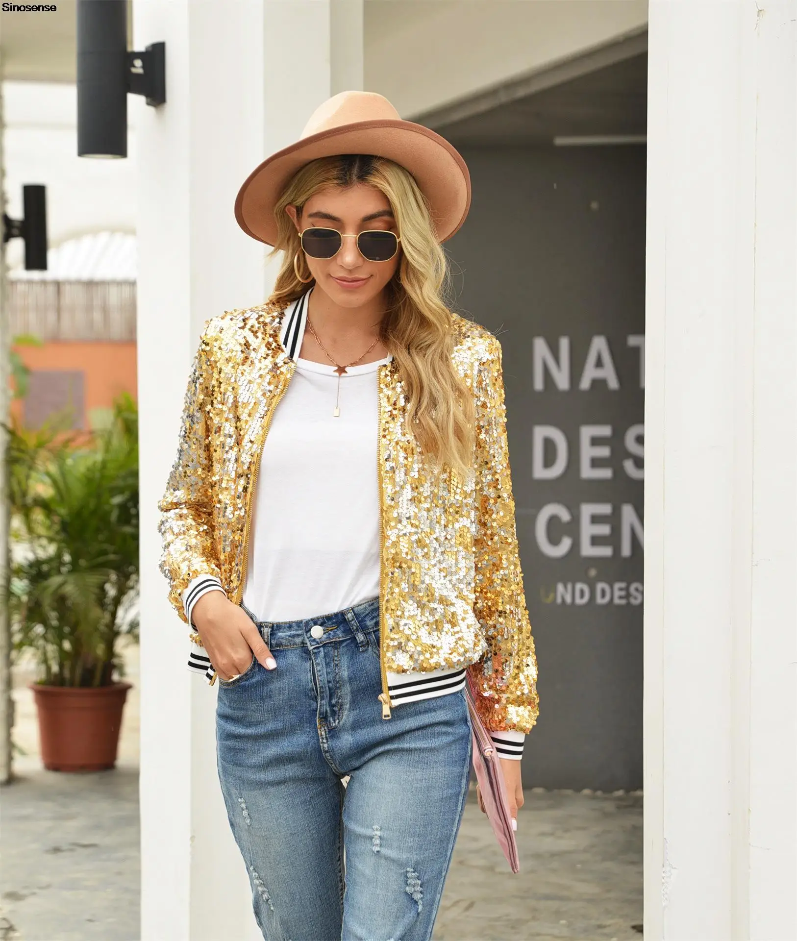 Women's Sequin Fitted Long Sleeve Front Zipper Blazer Sparkly Glitter Bomber Jacket Shiny Night Out Club Party Outwear Coats
Women's Sequin Fitted Long Sleeve Front Zipper Blazer Sparkly Glitter Bomber Jacket Shiny Night Out Club Party Outwear Coats