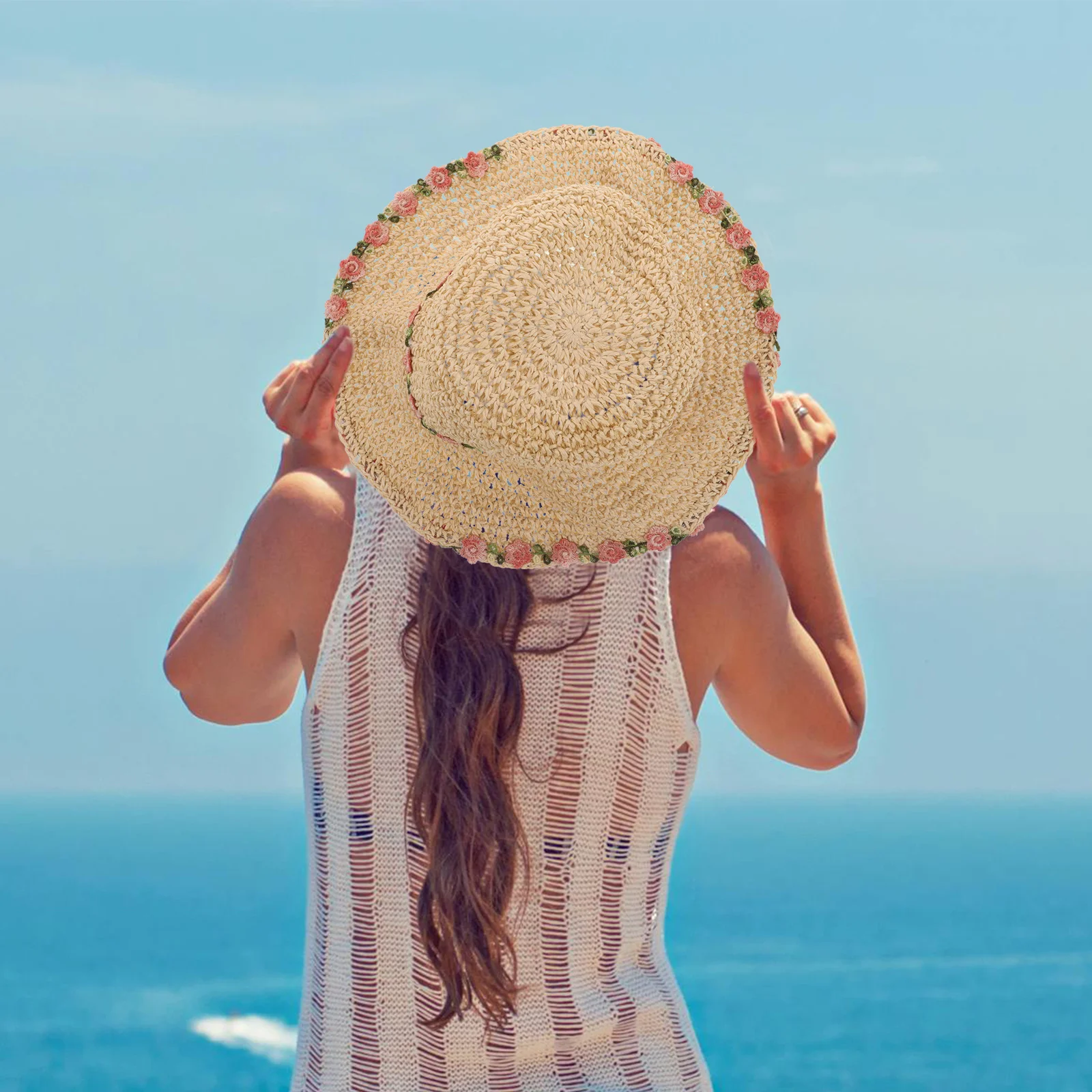 Foldable Floral Woven Straw Hat Women Summer Vacation Beach Sun Hat Cute Wide Brim Sun Protection for Outdoor Travel
Foldable Floral Woven Straw Hat Women Summer Vacation Beach Sun Hat Cute Wide Brim Sun Protection for Outdoor Travel