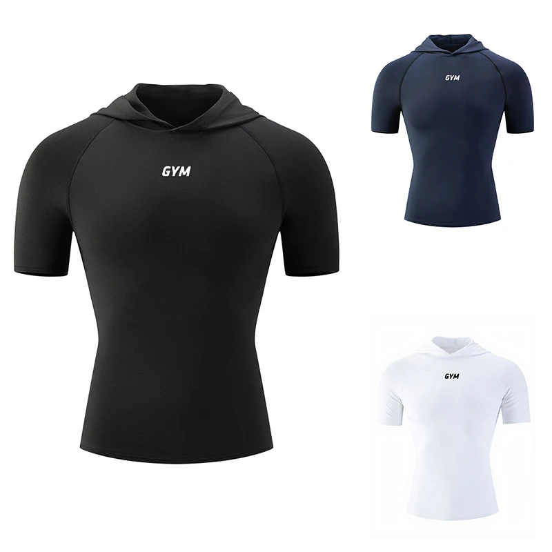 Hooded Men Running Compression T-shirt Sport Short Sleeve Tees Gym Fitness Male Jogging Tracksuit Homme Athletic Shirt Tops
Hooded Men Running Compression T-shirt Sport Short Sleeve Tees Gym Fitness Male Jogging Tracksuit Homme Athletic Shirt Tops