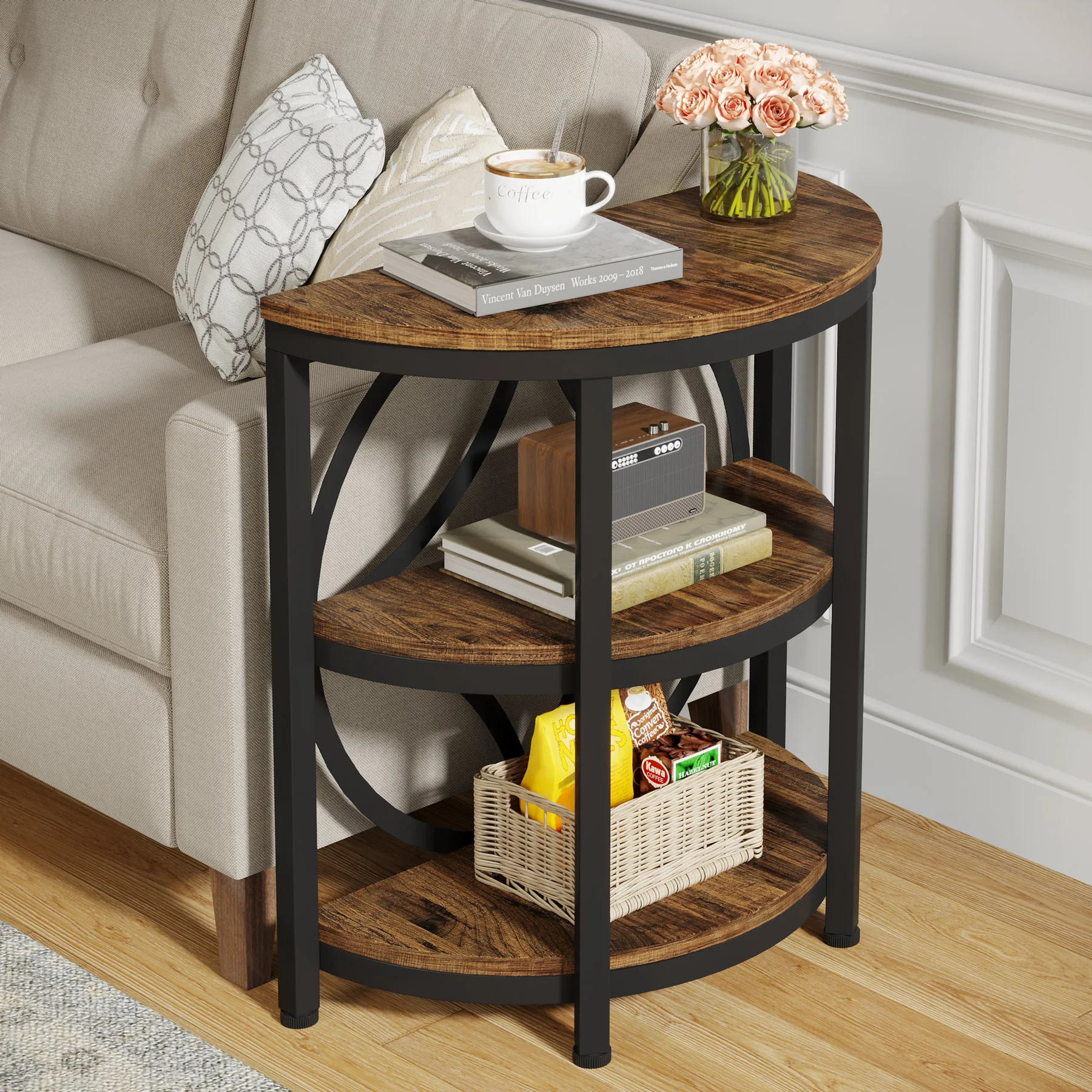 Tribesigns Half Round End Table for Living Room, 3-Tier Half Side Table with Metal Frame, Industrial Table with Storage
Tribesigns Half Round End Table for Living Room, 3-Tier Half Side Table with Metal Frame, Industrial Table with Storage