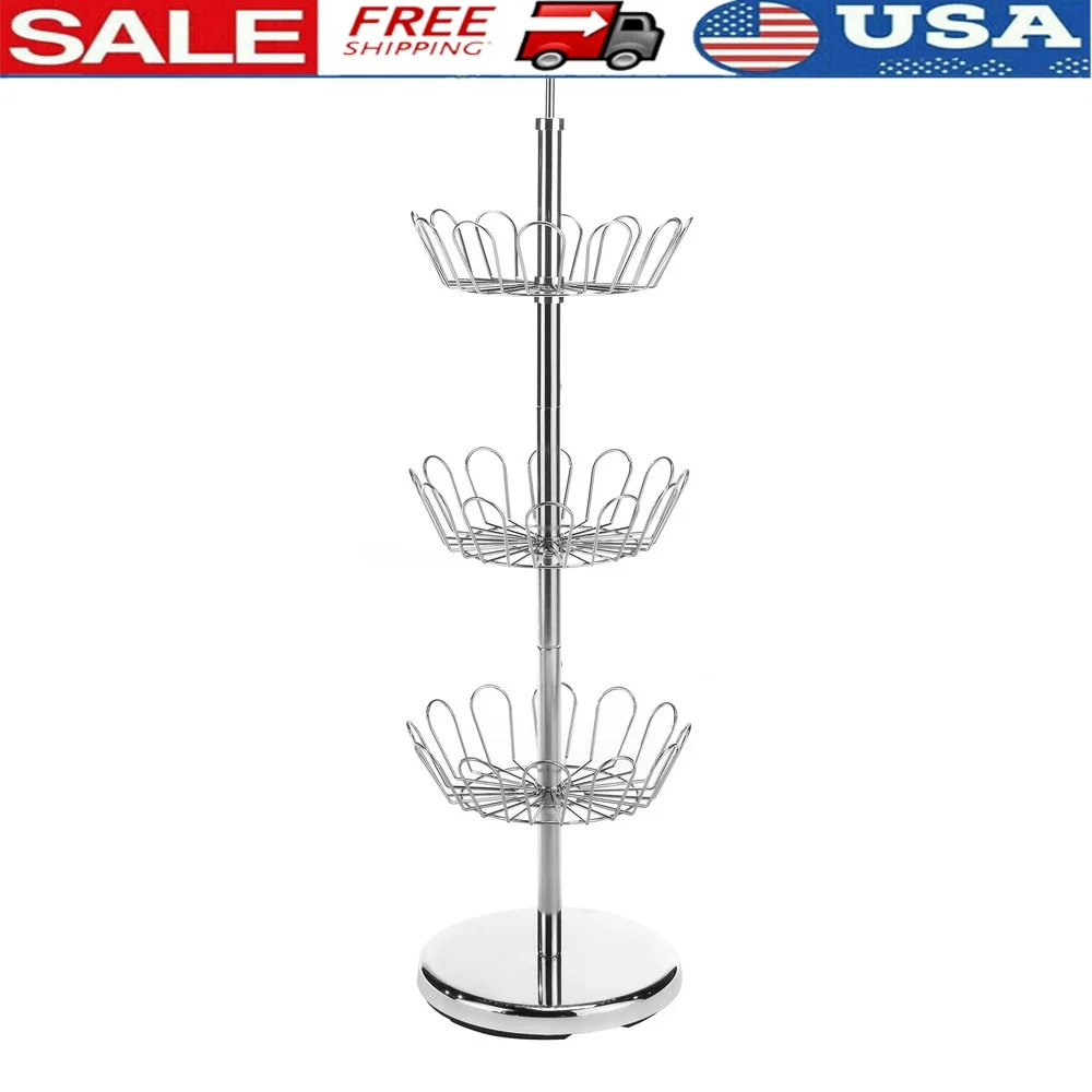 3-Tier Revolving Shoe Tree Rack Holds 18 Pairs Adjustable Tiers Spinning Storage Chrome Metal Easy Assembly Indoor Use
3-Tier Revolving Shoe Tree Rack Holds 18 Pairs Adjustable Tiers Spinning Storage Chrome Metal Easy Assembly Indoor Use