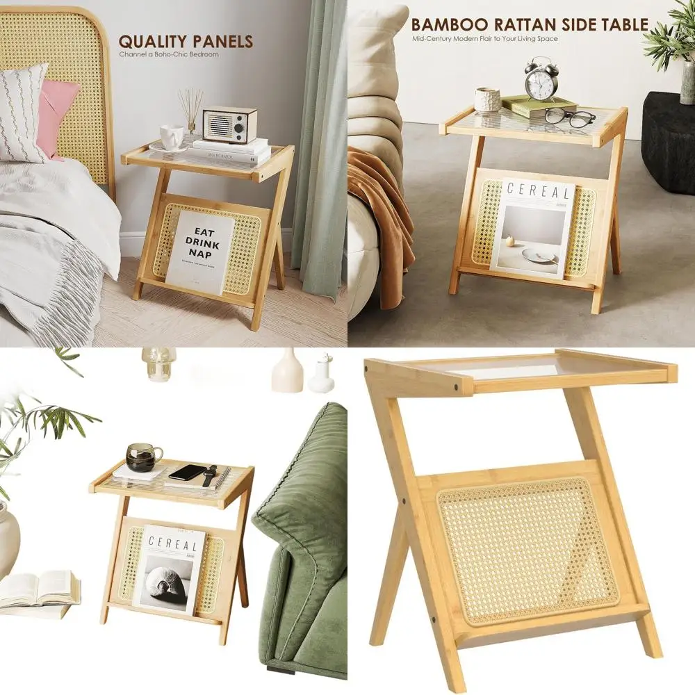 Boho Style Rattan Nightstand with Glass Top - Small Bamboo End Table for Bedroom, Living Room, and Outdoor Use
Boho Style Rattan Nightstand with Glass Top - Small Bamboo End Table for Bedroom, Living Room, and Outdoor Use