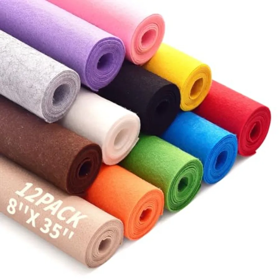 Felt Fabric 8"x35" for Crafts, 12 Rolls Large Felt Sheets Bundle Rainbow Colors Stiff 12 Assorted Colors Felt for DIY Crafts an
Felt Fabric 8"x35" for Crafts, 12 Rolls Large Felt Sheets Bundle Rainbow Colors Stiff 12 Assorted Colors Felt for DIY Crafts an