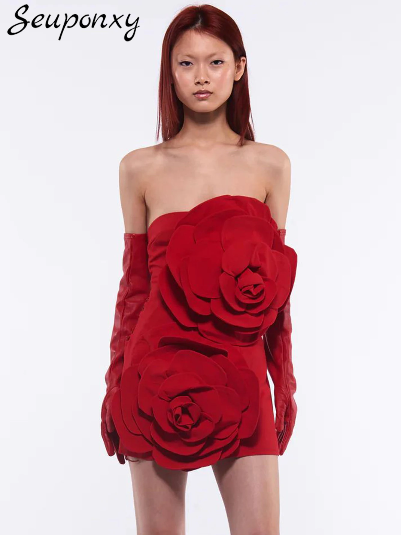 High Quality Red Sexy Strapless Backless 3D Flower Fashion Women'S Mini Dress Elegant Celebrity Party Runway Club Dress Vestidos
High Quality Red Sexy Strapless Backless 3D Flower Fashion Women'S Mini Dress Elegant Celebrity Party Runway Club Dress Vestidos