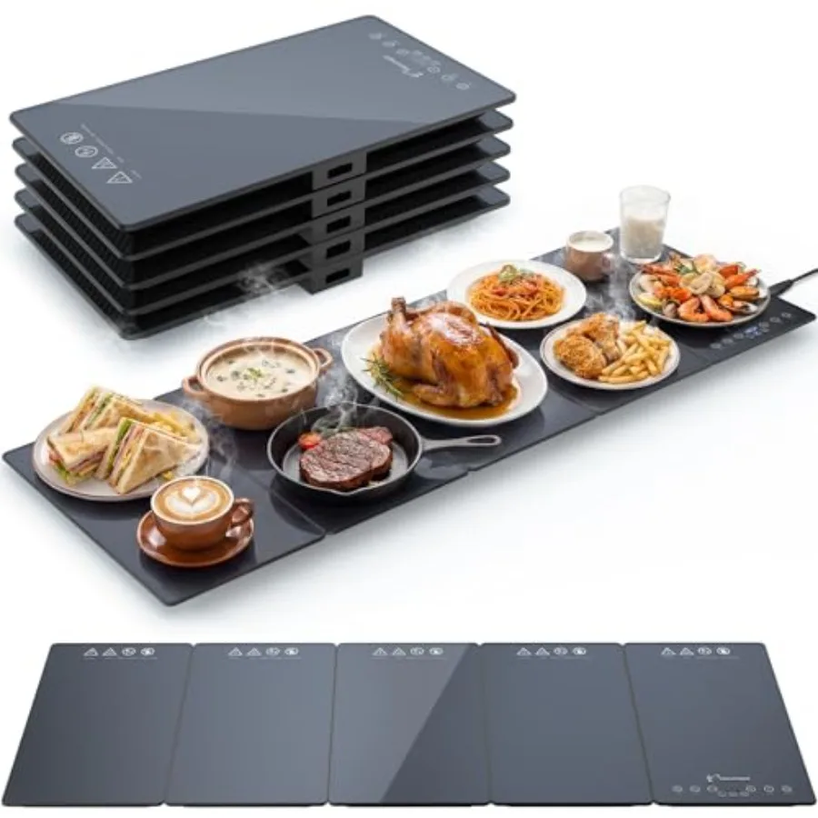 Food warmers for parties and buffets tempered glass black 5-in-1 electric warming trays with 17 heat levels and 12H timer
Food warmers for parties and buffets tempered glass black 5-in-1 electric warming trays with 17 heat levels and 12H timer