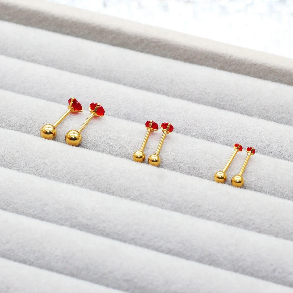 Stud Earrings Stainless Steel 20G A Set Screw-Back With 2 3 4MM Round Red Glass Delicate And Beauty Fashion
Stud Earrings Stainless Steel 20G A Set Screw-Back With 2 3 4MM Round Red Glass Delicate And Beauty Fashion