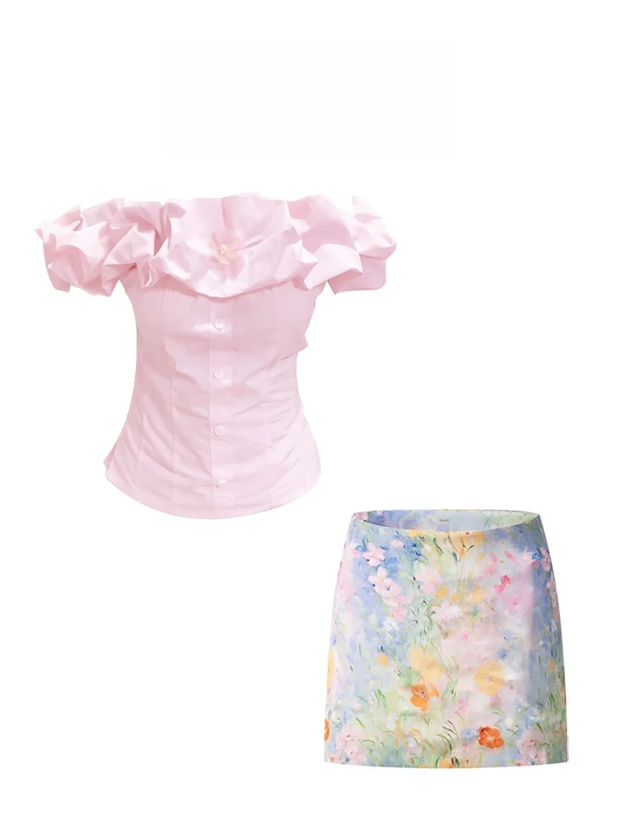 Parkyeon Sweet Asymmetrical One Shoulder Short Sleeve Top High Waist Floral Half Skirt Two Piece Set Women's Fashion Summer O...
Parkyeon Sweet Asymmetrical One Shoulder Short Sleeve Top High Waist Floral Half Skirt Two Piece Set Women's Fashion Summer O...