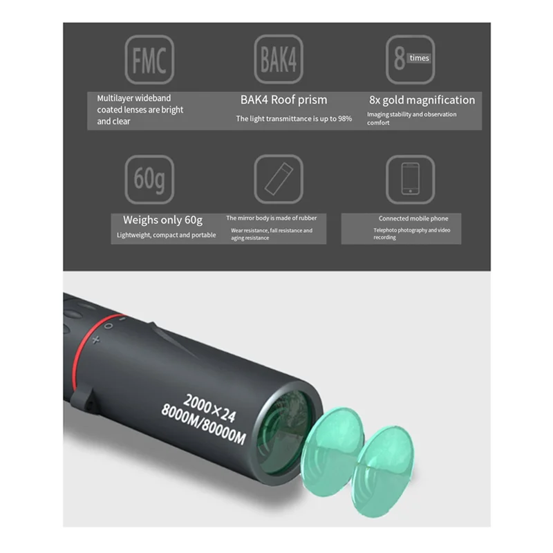 2000X24 Monocular Focus Optics Telescope Onocular Power Monocular Foradults Kid Withphone Adapter Pocket Monoscope
2000X24 Monocular Focus Optics Telescope Onocular Power Monocular Foradults Kid Withphone Adapter Pocket Monoscope