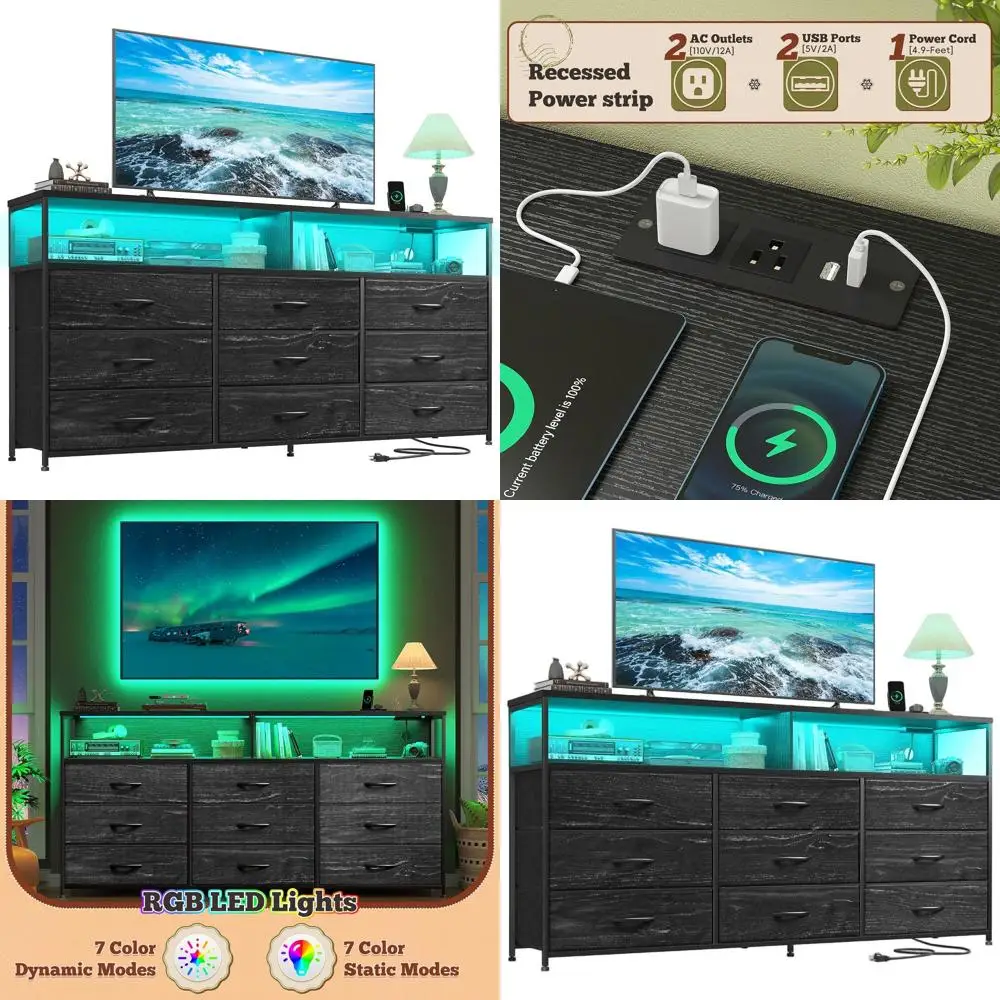 55 Bedroom TV Stand with 9 Drawers, LED TV Support, Power Outlets, Suitable for 45-65 TVs, Sturdy Chest with 2 Extra Shelves, Gr
55 Bedroom TV Stand with 9 Drawers, LED TV Support, Power Outlets, Suitable for 45-65 TVs, Sturdy Chest with 2 Extra Shelves, Gr