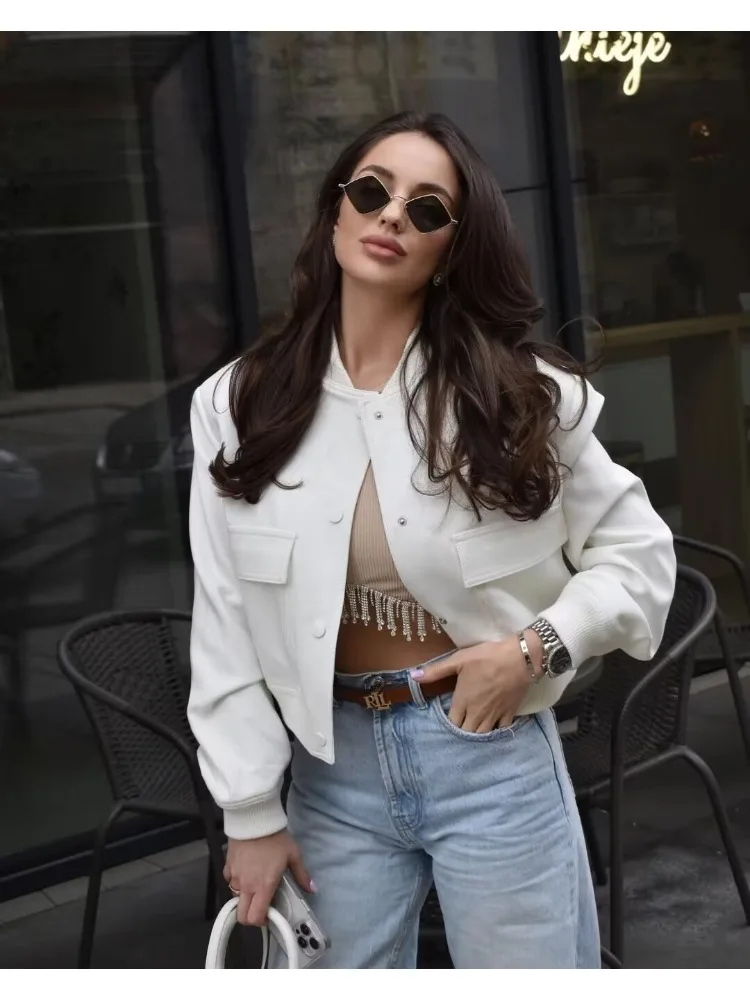 Fashion Bomber Jackets for Women Long Sleeve with Pockets Single Breasted Loose Coats Ladies Vintage Jacket Outerwear Chic Tops
Fashion Bomber Jackets for Women Long Sleeve with Pockets Single Breasted Loose Coats Ladies Vintage Jacket Outerwear Chic Tops