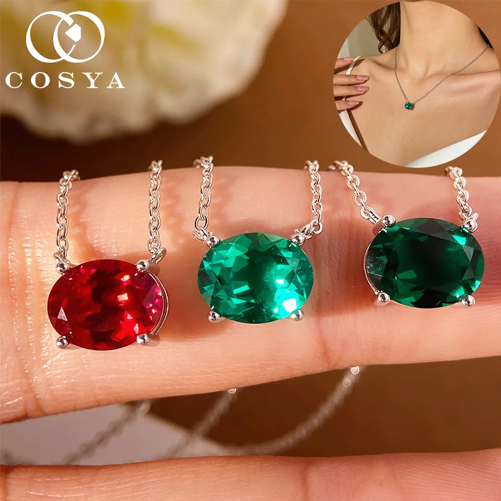 COSYA 1-2CT Oval Solitaire Lab Colombian/Zambian Emerald Necklaces For Women S925 Silver With Moissanite Fine Jewelry Gifts
COSYA 1-2CT Oval Solitaire Lab Colombian/Zambian Emerald Necklaces For Women S925 Silver With Moissanite Fine Jewelry Gifts