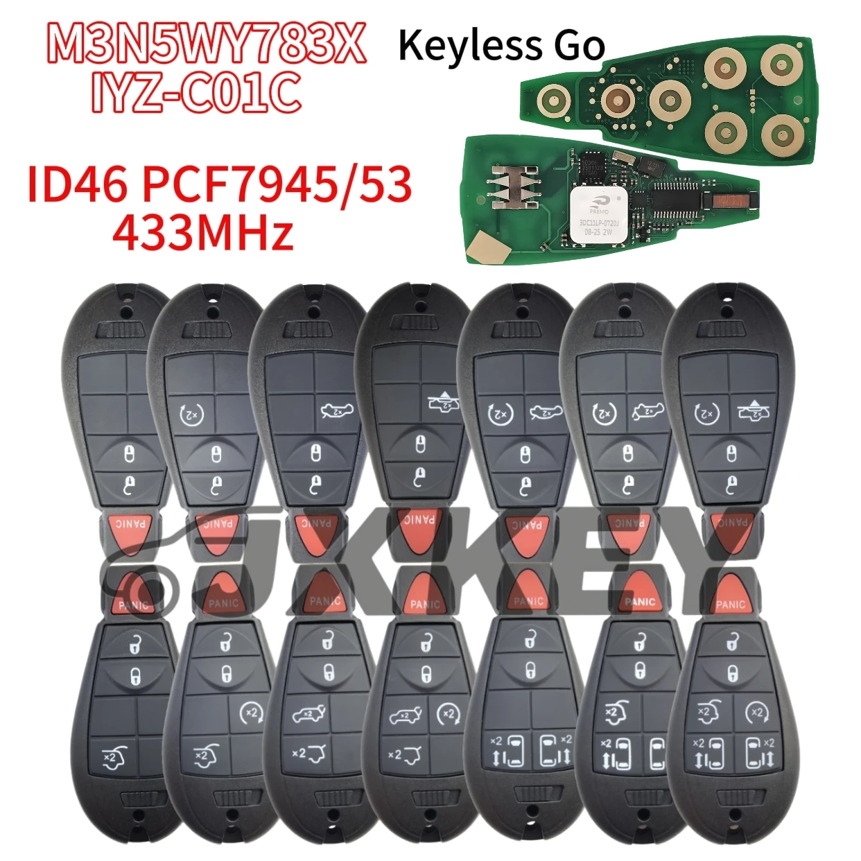 JXKEY M3N5WY783X ID46 PCF7953 433MHz Keyless Go Car Remote Key IYZ-C01C For Jeep Grand Cherokee Dodge RAM Chrysler Town&Country
JXKEY M3N5WY783X ID46 PCF7953 433MHz Keyless Go Car Remote Key IYZ-C01C For Jeep Grand Cherokee Dodge RAM Chrysler Town&Country