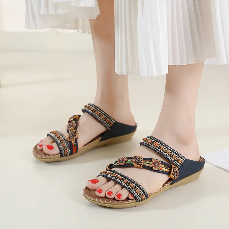 Summer Bohemian Style Women's Sandals Open-toe Beaded Rhinestone Buckle Beach Women's Slippers Woman's Shoes Sandalias De Mujer
Summer Bohemian Style Women's Sandals Open-toe Beaded Rhinestone Buckle Beach Women's Slippers Woman's Shoes Sandalias De Mujer