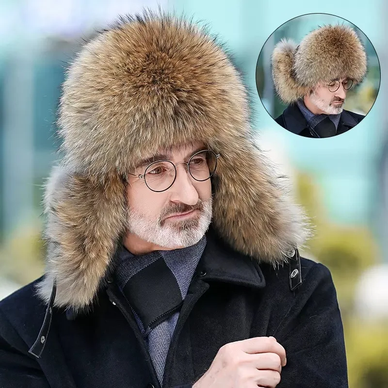 Russian Style Furry Bomber Cap Winter Men Imitation Raccoon Fur Ushanka Earflap Wind Proof Outdoor Cycling Male Cap Snow Hat
Russian Style Furry Bomber Cap Winter Men Imitation Raccoon Fur Ushanka Earflap Wind Proof Outdoor Cycling Male Cap Snow Hat