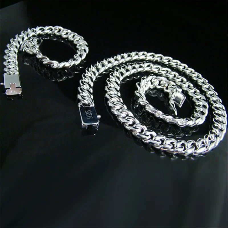 925 Sterling Silver 10mm Solid Heavy Chain Bracelet Necklace Jewelry Set For Men 20/22/24 Inch Fashion Wedding Holiday Gift
925 Sterling Silver 10mm Solid Heavy Chain Bracelet Necklace Jewelry Set For Men 20/22/24 Inch Fashion Wedding Holiday Gift